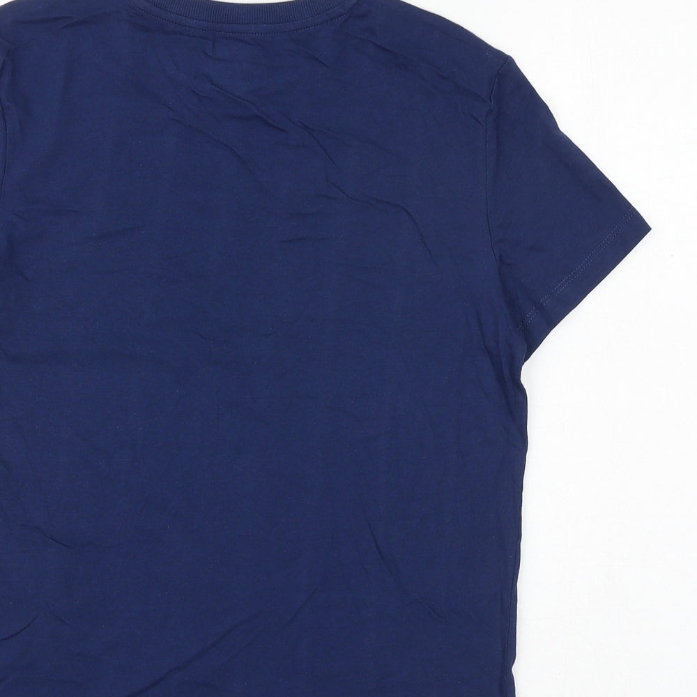 Marks and Spencer Boys Blue 100% Cotton Basic T-Shirt Size 10-11 Years Round Neck Pullover - Today Is A Good Day