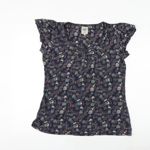 Debenhams Womens Multicoloured Geometric 100% Cotton Basic Blouse Size 14 Scoop Neck