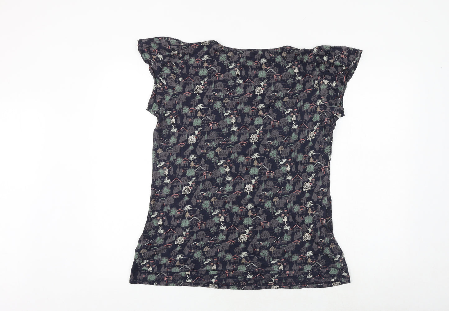 Debenhams Womens Multicoloured Geometric 100% Cotton Basic Blouse Size 14 Scoop Neck