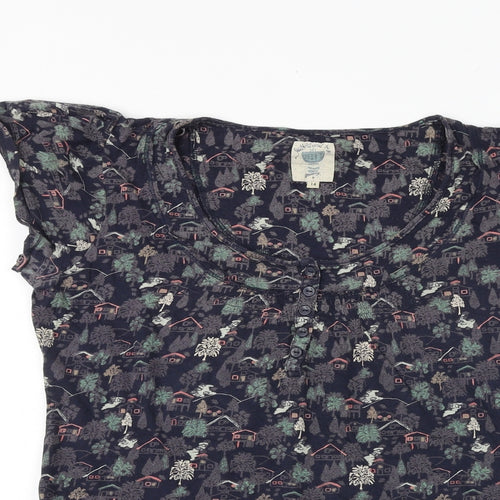 Debenhams Womens Multicoloured Geometric 100% Cotton Basic Blouse Size 14 Scoop Neck