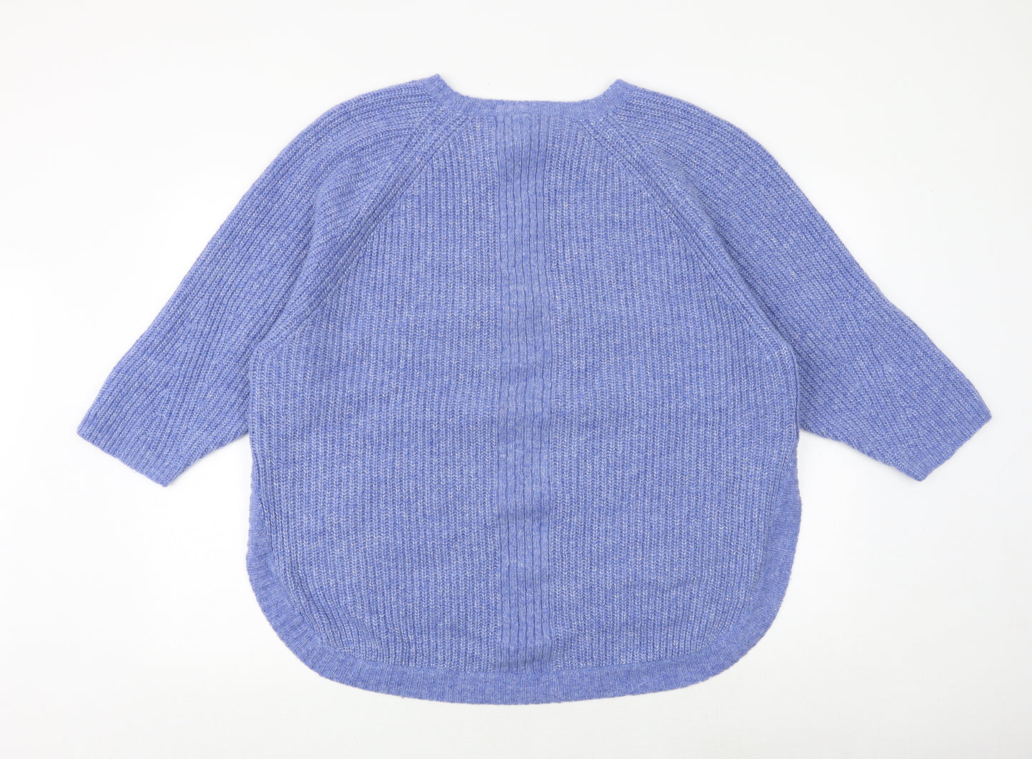 And/Or Womens Blue Round Neck Acrylic Pullover Jumper Size L