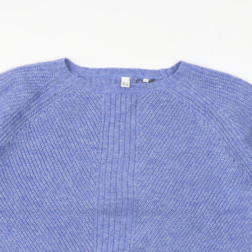 And/Or Womens Blue Round Neck Acrylic Pullover Jumper Size L