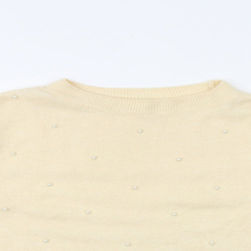 H&M Womens Ivory Round Neck Acrylic Pullover Jumper Size S