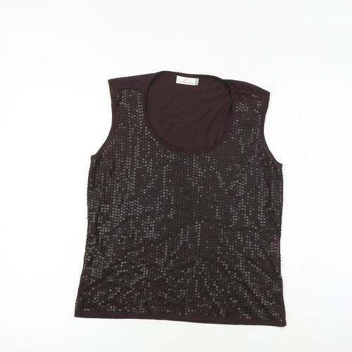 Country Casuals Womens Brown Viscose Basic Tank Size L Round Neck