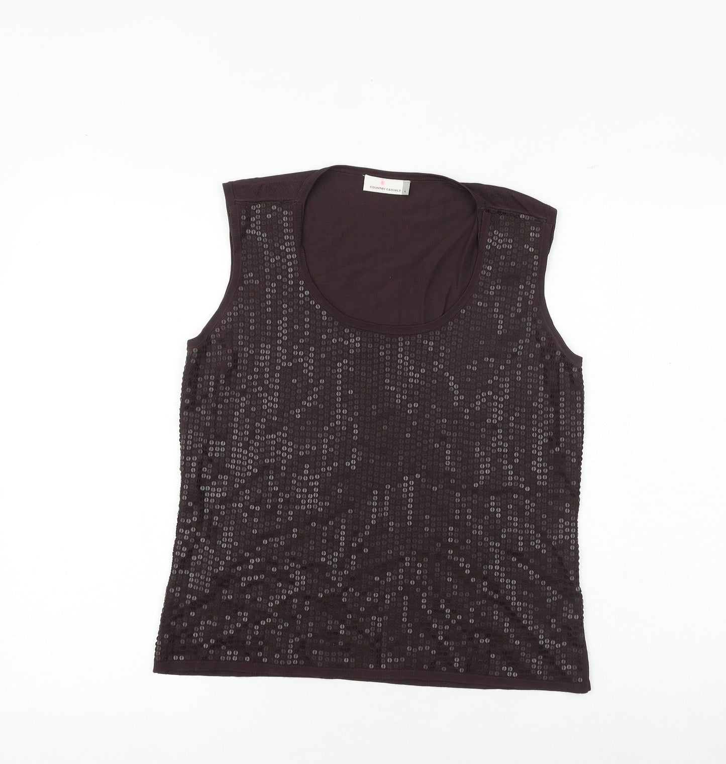 Country Casuals Womens Brown Viscose Basic Tank Size L Round Neck