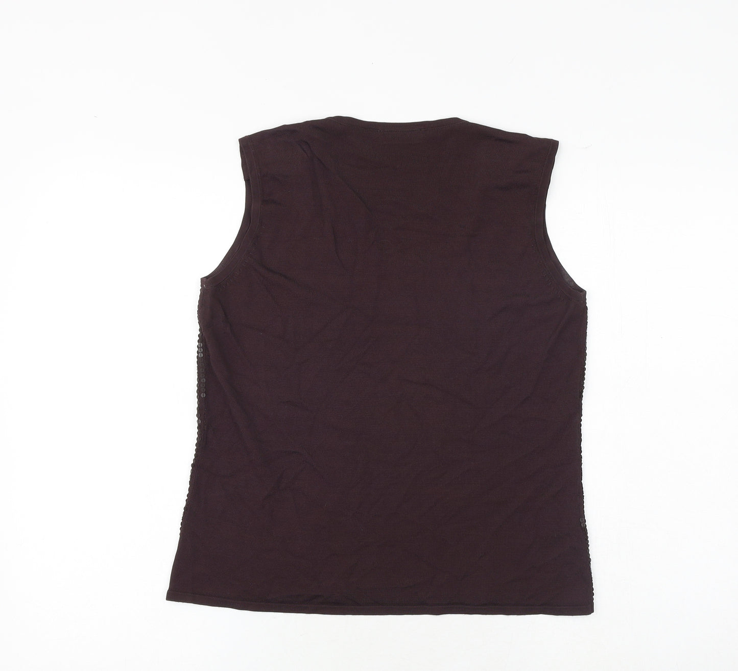 Country Casuals Womens Brown Viscose Basic Tank Size L Round Neck