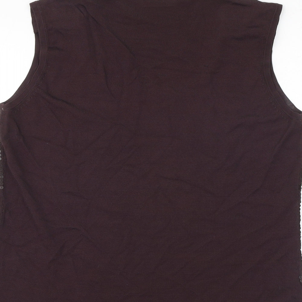 Country Casuals Womens Brown Viscose Basic Tank Size L Round Neck