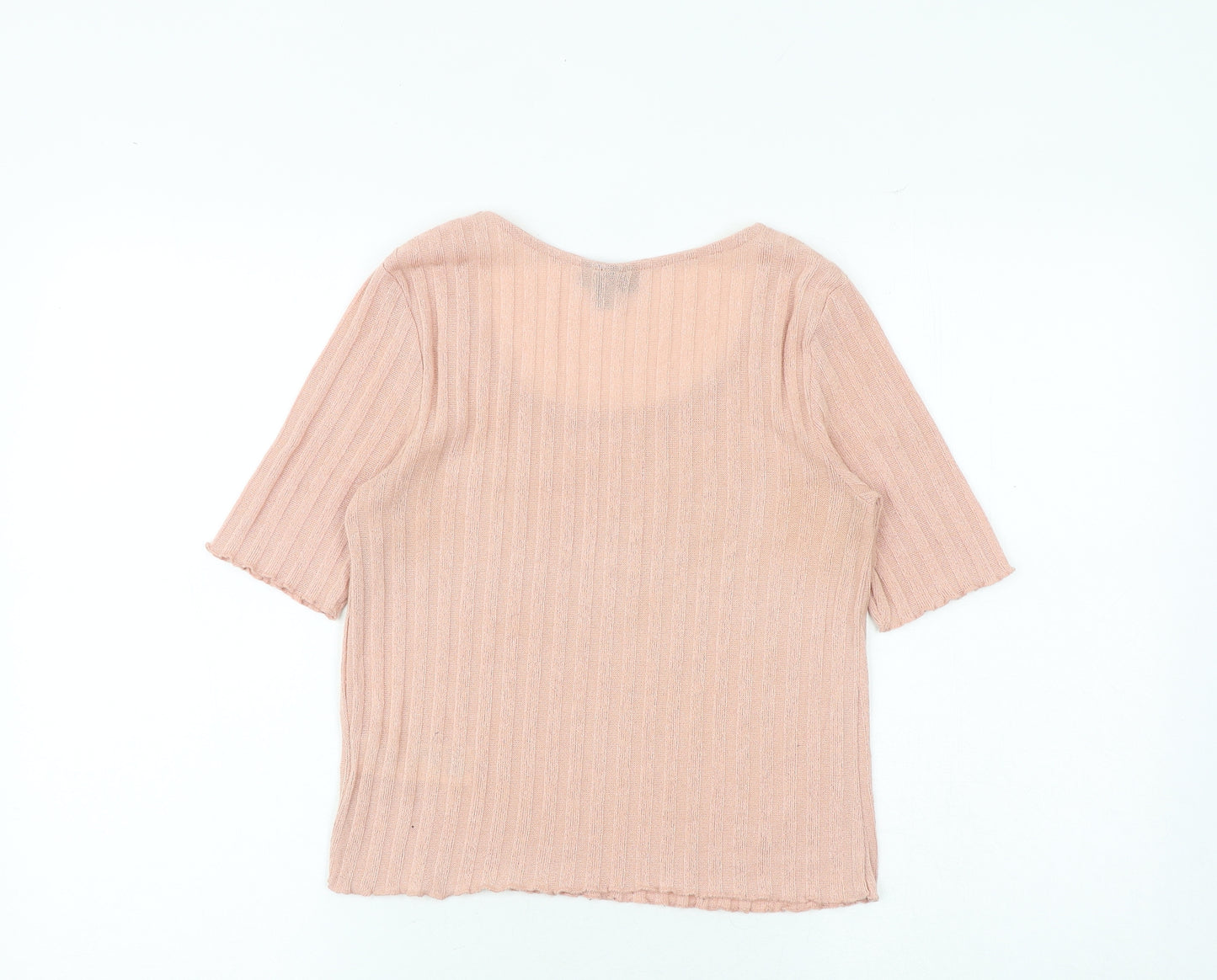 Topshop Womens Pink Polyester Basic T-Shirt Size 10 Round Neck