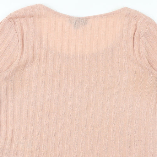Topshop Womens Pink Polyester Basic T-Shirt Size 10 Round Neck