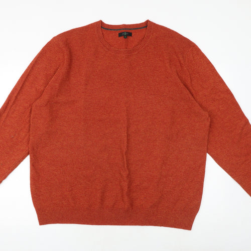 Jasper Conran Mens Orange Round Neck Wool Pullover Jumper Size 2XL Long Sleeve