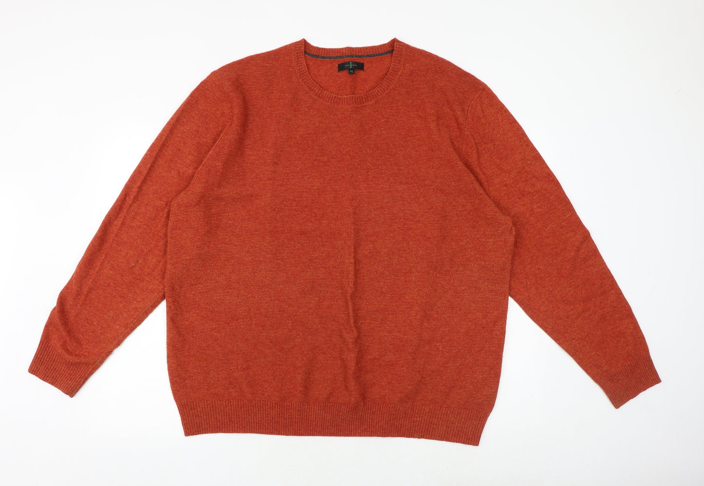 Jasper Conran Mens Orange Round Neck Wool Pullover Jumper Size 2XL Long Sleeve