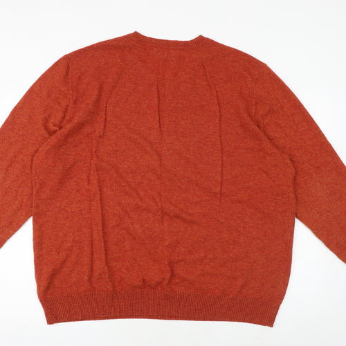 Jasper Conran Mens Orange Round Neck Wool Pullover Jumper Size 2XL Long Sleeve