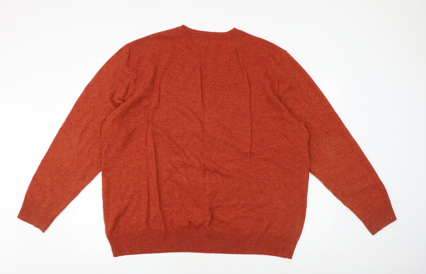 Jasper Conran Mens Orange Round Neck Wool Pullover Jumper Size 2XL Long Sleeve