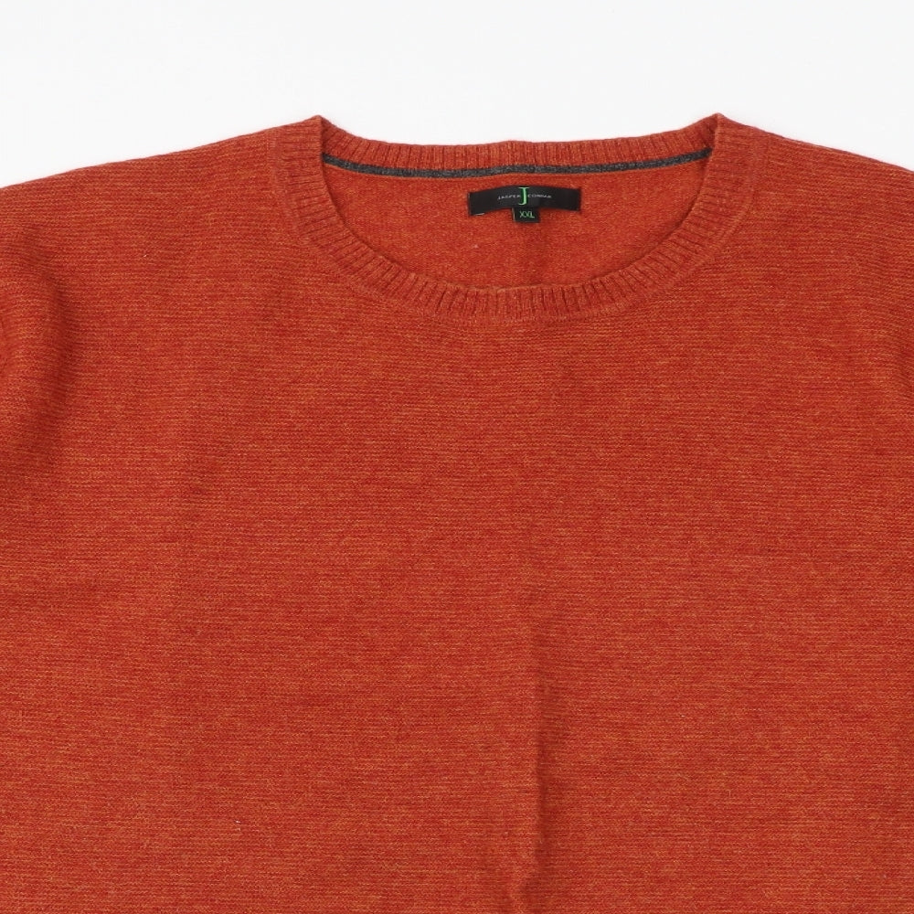 Jasper Conran Mens Orange Round Neck Wool Pullover Jumper Size 2XL Long Sleeve