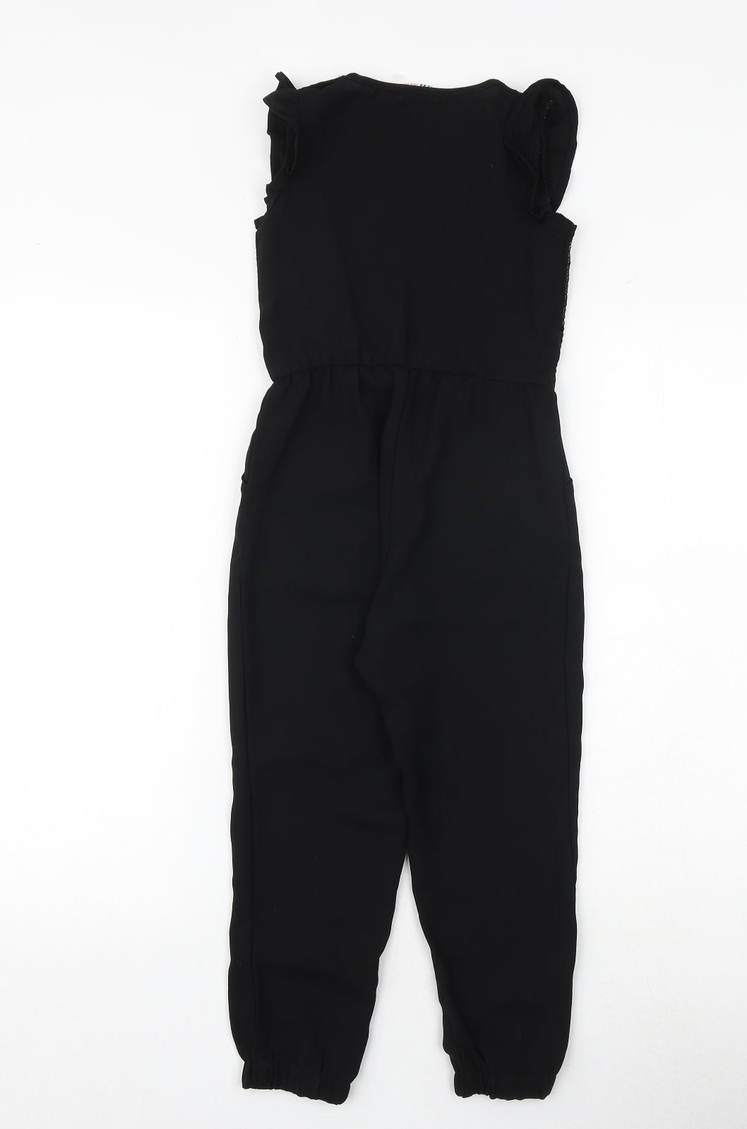 H&M Girls Black Polyester Jumpsuit One-Piece Size 5-6 Years Snap