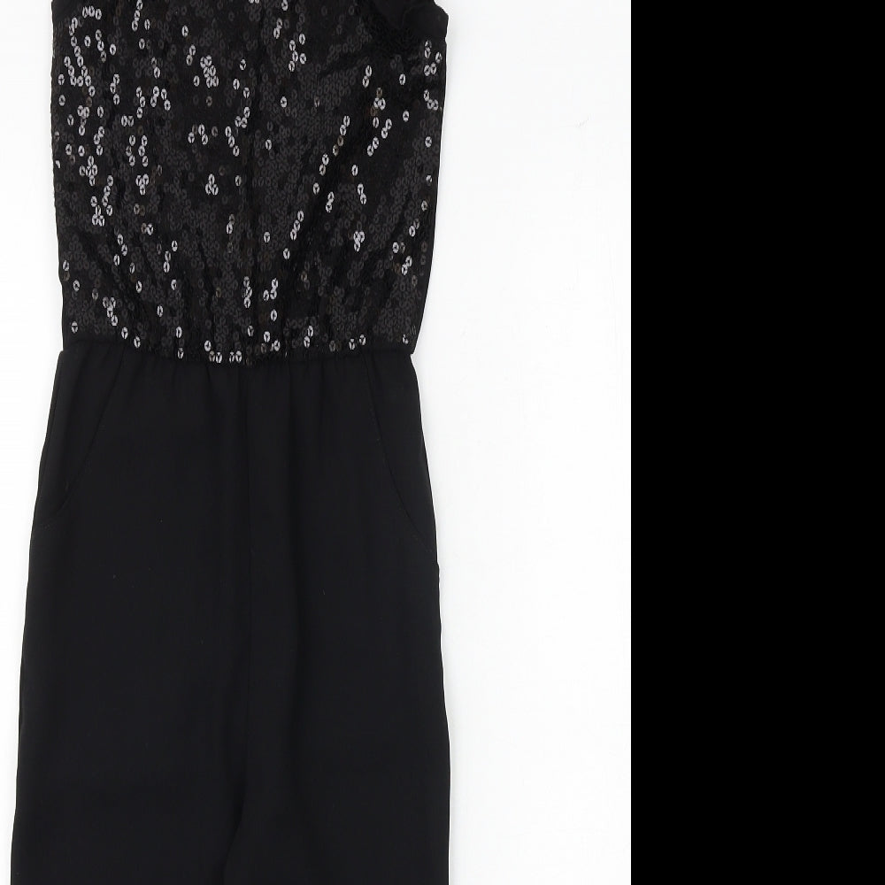 H&M Girls Black Polyester Jumpsuit One-Piece Size 5-6 Years Snap