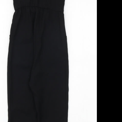 H&M Girls Black Polyester Jumpsuit One-Piece Size 5-6 Years Snap