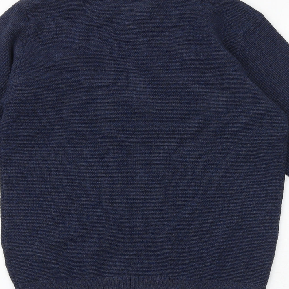 NEXT Boys Blue Collared 100% Cotton Pullover Jumper Size 9 Years Button