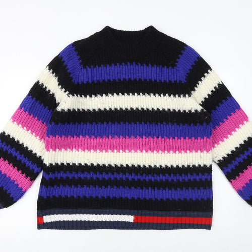 Tommy Hilfiger Womens Multicoloured Round Neck Striped Acrylic Pullover Jumper Size L