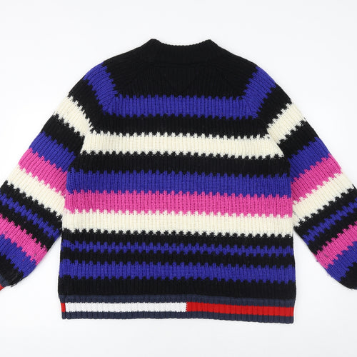 Tommy Hilfiger Womens Multicoloured Round Neck Striped Acrylic Pullover Jumper Size L