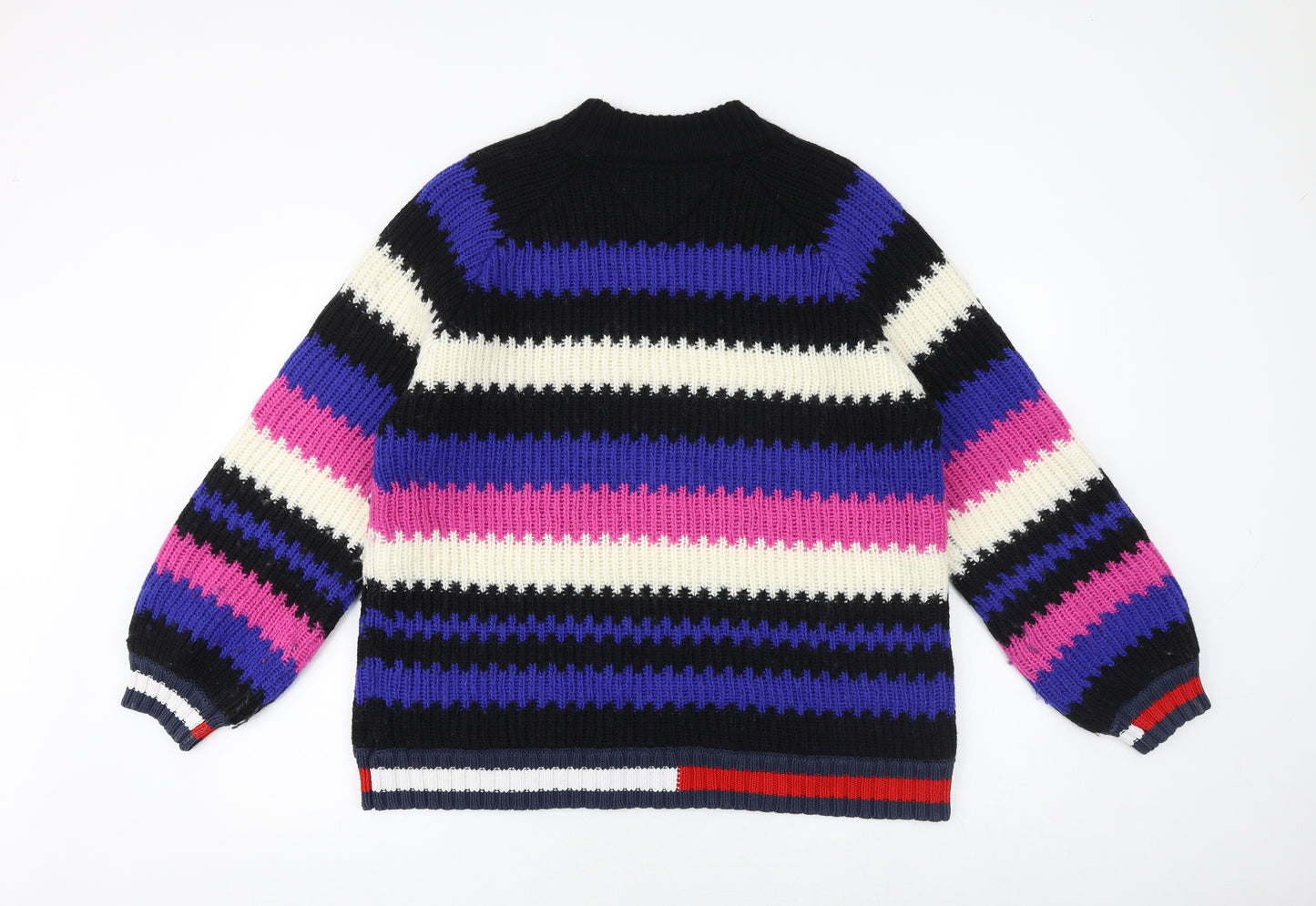 Tommy Hilfiger Womens Multicoloured Round Neck Striped Acrylic Pullover Jumper Size L