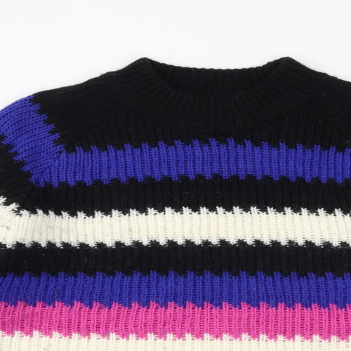 Tommy Hilfiger Womens Multicoloured Round Neck Striped Acrylic Pullover Jumper Size L