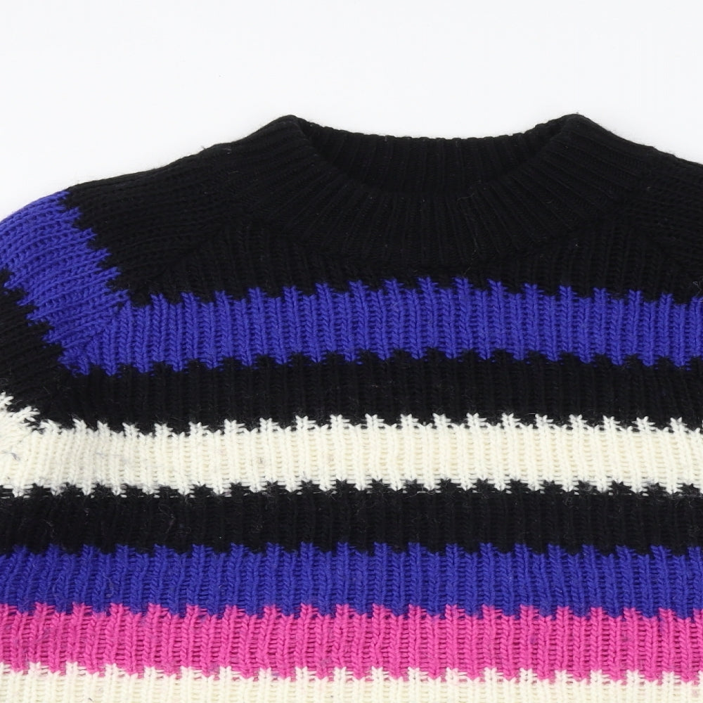 Tommy Hilfiger Womens Multicoloured Round Neck Striped Acrylic Pullover Jumper Size L