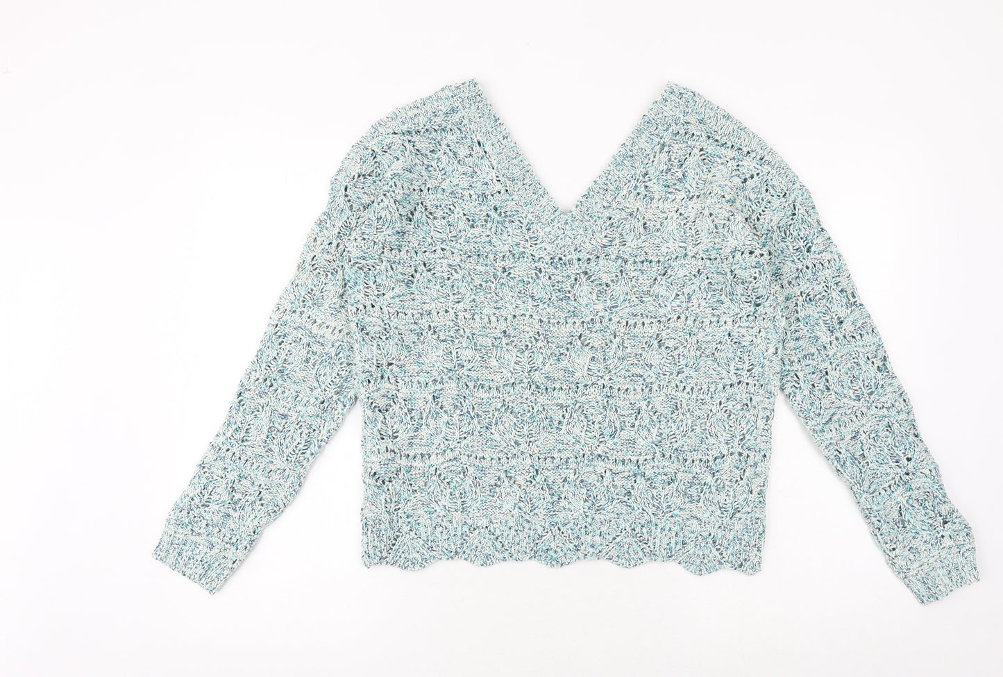 NEXT Womens Green V-Neck Cotton Pullover Jumper Size M