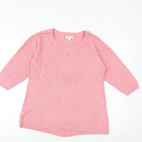 Monsoon Womens Pink Round Neck Cotton Pullover Jumper Size S