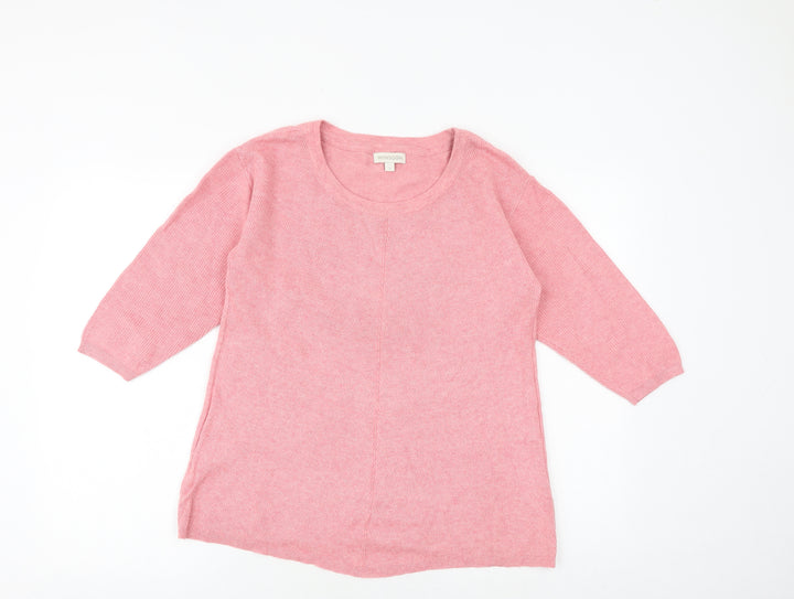 Monsoon Womens Pink Round Neck Cotton Pullover Jumper Size S