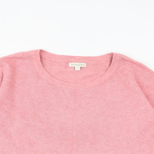 Monsoon Womens Pink Round Neck Cotton Pullover Jumper Size S