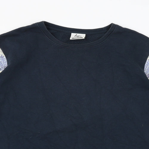 Hype Mens Blue Floral Cotton Pullover Sweatshirt Size S