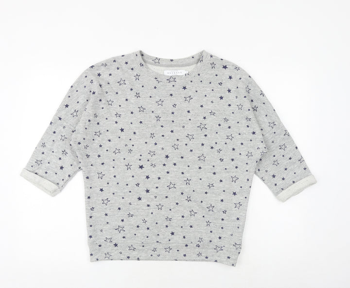 John Lewis Womens Grey Geometric Cotton Pullover Sweatshirt Size 10 Pullover - Star Pattern