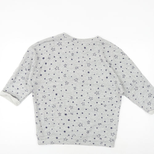 John Lewis Womens Grey Geometric Cotton Pullover Sweatshirt Size 10 Pullover - Star Pattern
