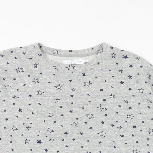 John Lewis Womens Grey Geometric Cotton Pullover Sweatshirt Size 10 Pullover - Star Pattern