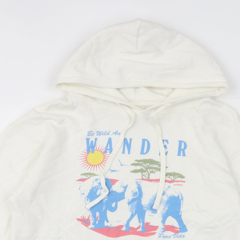 Pura Vida Womens White Cotton Pullover Hoodie Size S Pullover