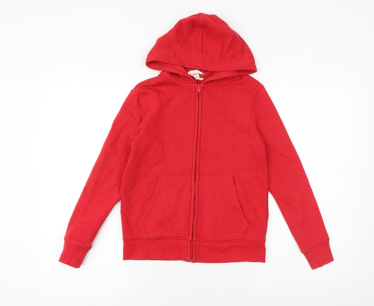 H&M Boys Red Cotton Full Zip Hoodie Size 9-10 Years Zip