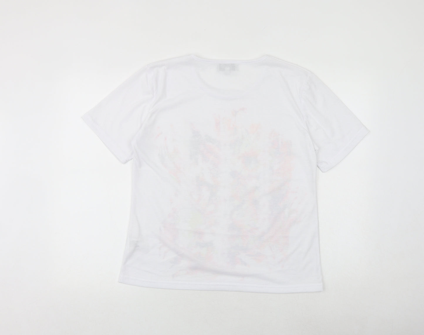 Dixie Womens White Polyester Basic T-Shirt Size M Round Neck