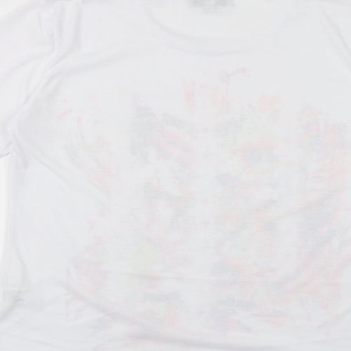 Dixie Womens White Polyester Basic T-Shirt Size M Round Neck