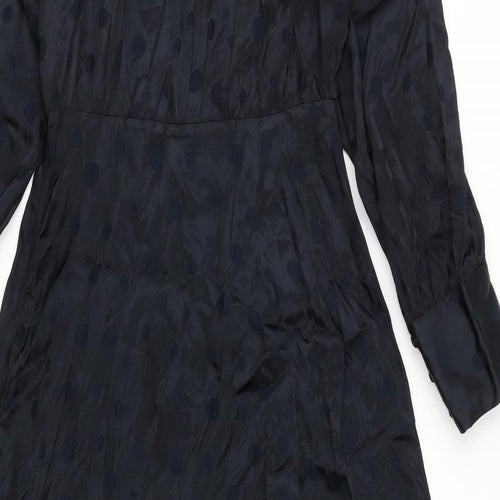 Marks and Spencer Womens Black Polka Dot Polyester Trapeze & Swing Size 10 Round Neck Zip