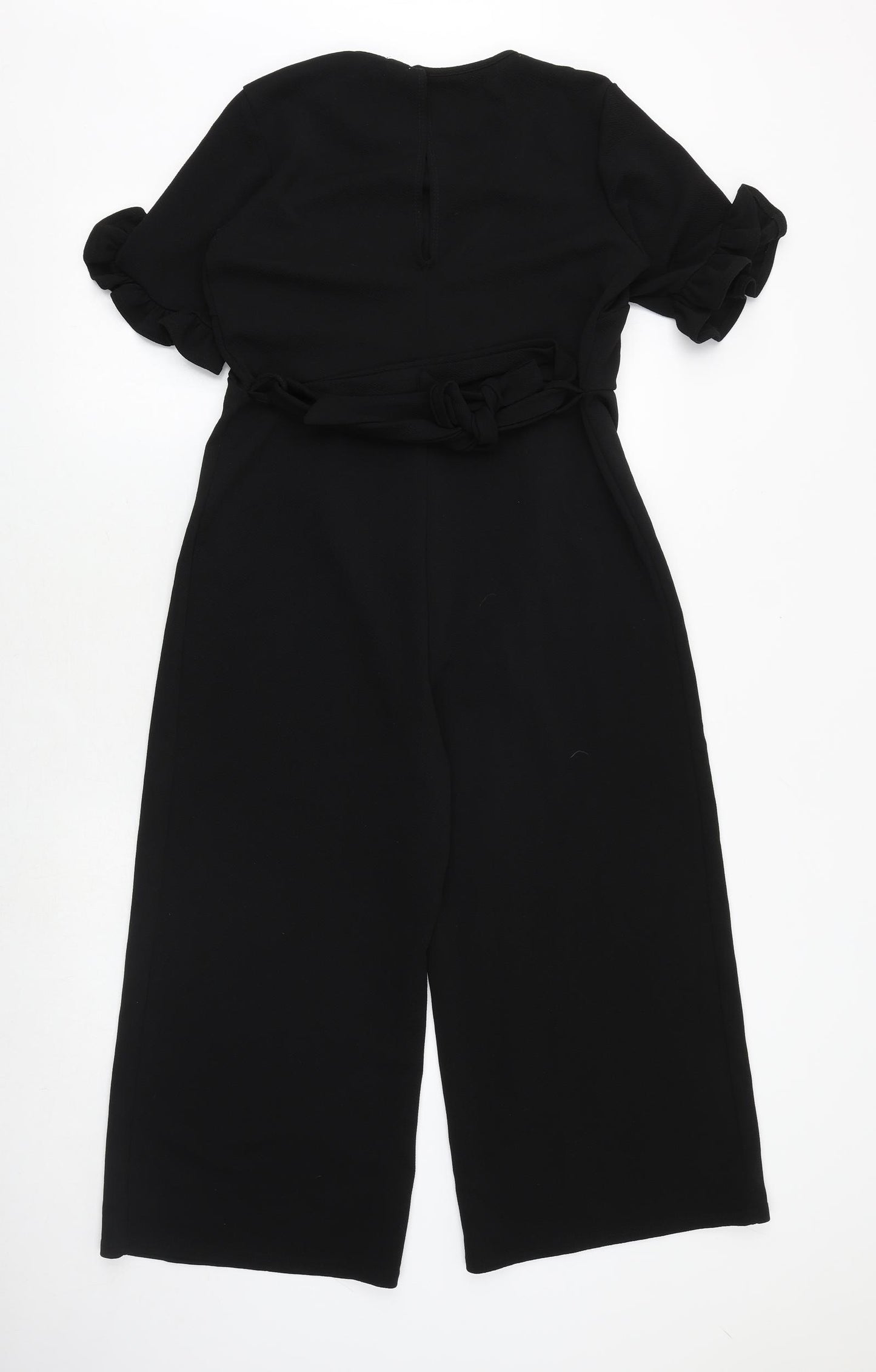 Boohoo Womens Black Polyester Jumpsuit One-Piece Size 10 Tie