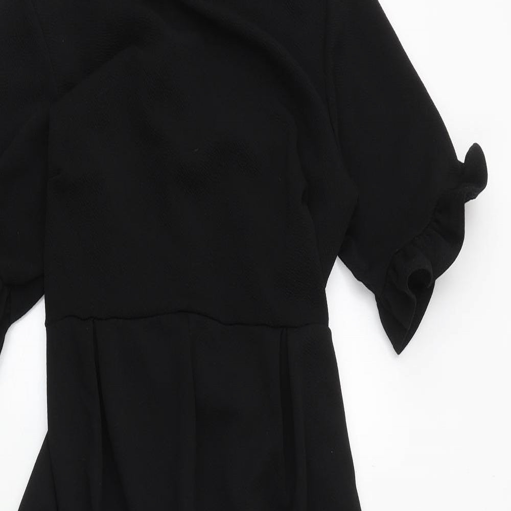 Boohoo Womens Black Polyester Jumpsuit One-Piece Size 10 Tie