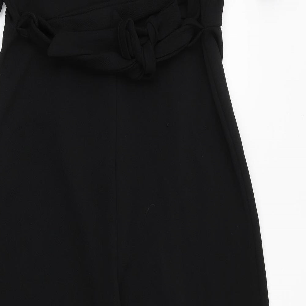 Boohoo Womens Black Polyester Jumpsuit One-Piece Size 10 Tie