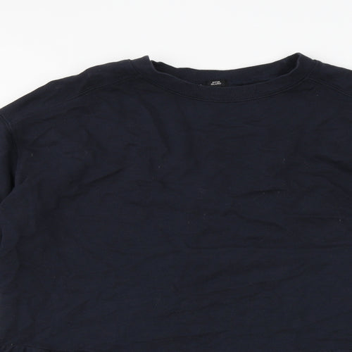 River Island Womens Blue Cotton Jumper Dress Size M Round Neck Pullover