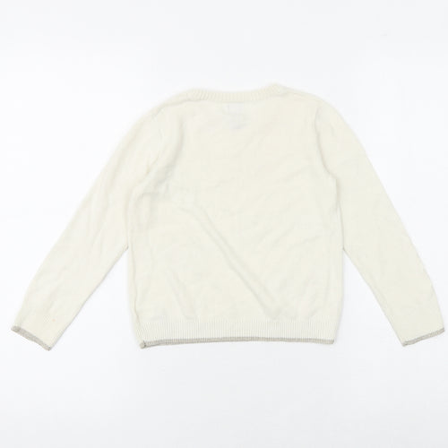 Gap Girls Ivory Round Neck 100% Cotton Pullover Jumper Size 5 Years Pullover - Star Pattern