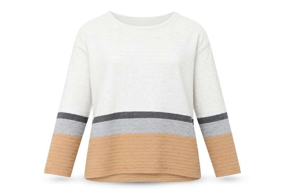 Front view of Roman women’s multicoloured round neck acrylic jumper, size UK 20