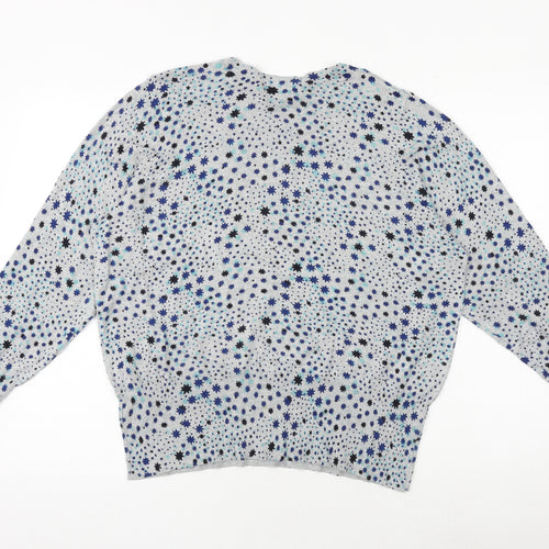 Marks and Spencer Womens Grey Round Neck Geometric Viscose Pullover Jumper Size 20 - Star Pattern