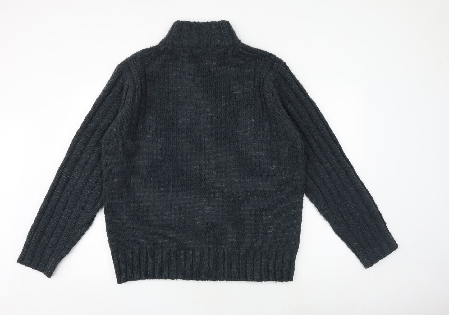 Marks and Spencer Mens Grey High Neck Acrylic Full Zip Jumper Size L Long Sleeve