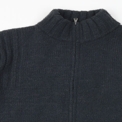 Marks and Spencer Mens Grey High Neck Acrylic Full Zip Jumper Size L Long Sleeve