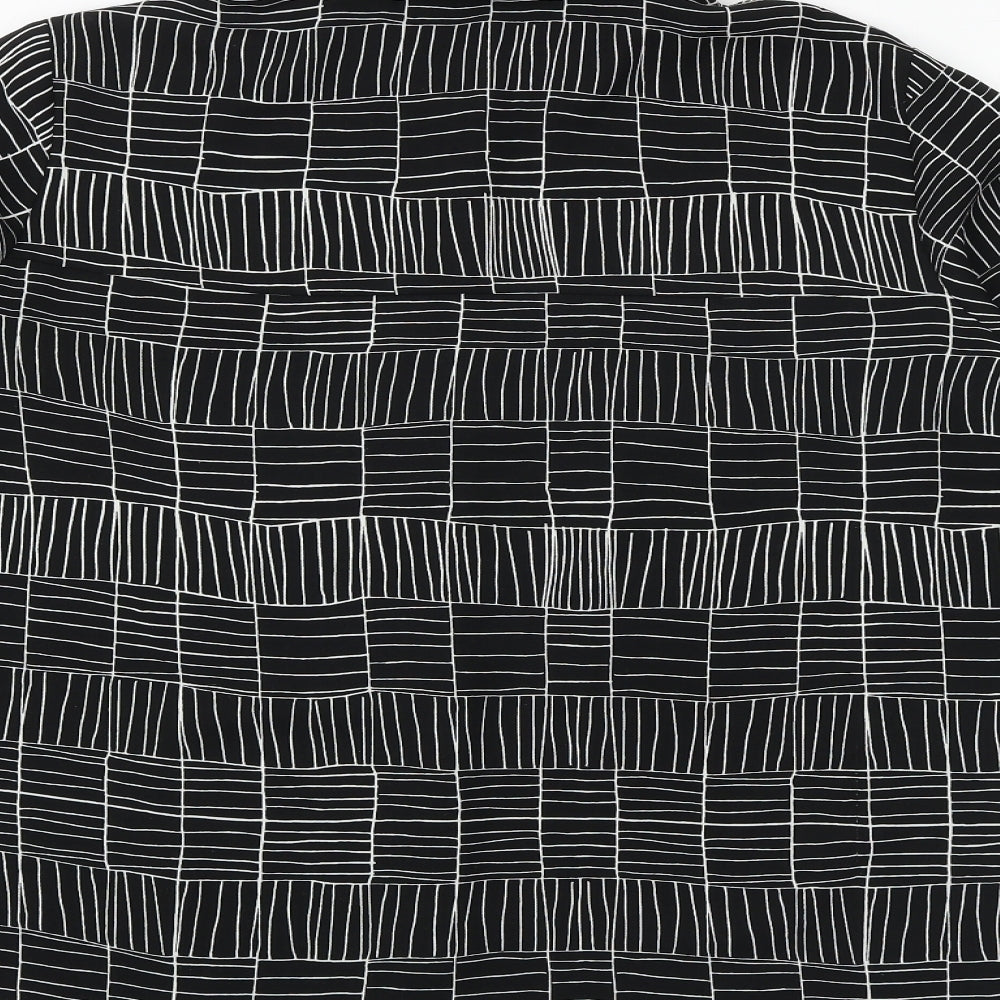Autograph Womens Black Geometric Polyester Basic Button-Up Size 16 Collared